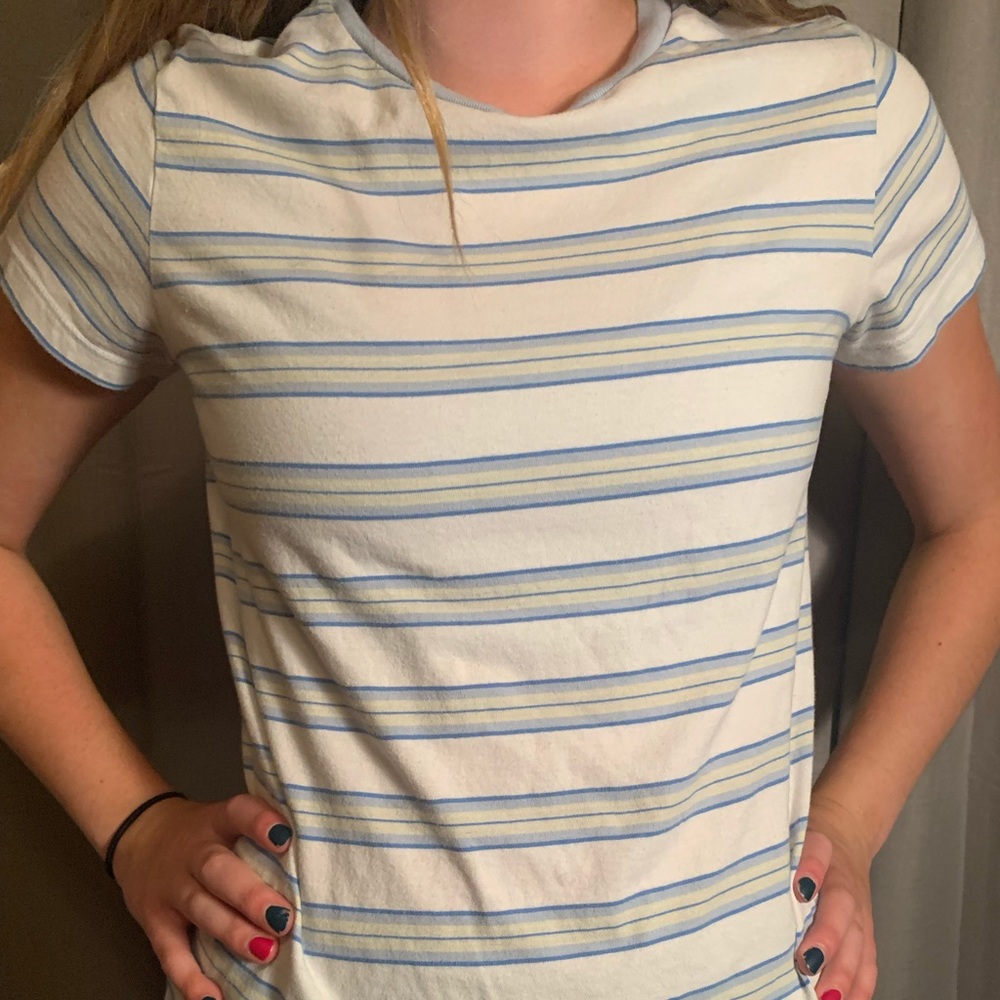 Wild Fable Blue And White Stripped Cropped Tee